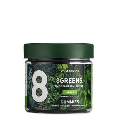 8Greens Apple Gummies - Daily Superfood- Super Greens Vitamins, Vegan, Gluten Free, Non-GMO for Energy & Immune Support (1 Jar / 50 Gummies)