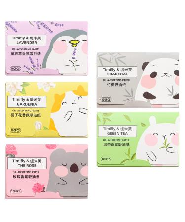 Blotting Paper 500 Sheets Blotting Paper for Oily Skin Natural Gentle Oil Absorbing Sheets Portable Oil Absorbing Paper Removal of Facial Oil Sebum Unisex Blotting Paper for Face 5 Colors