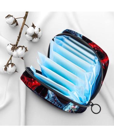 Neon Polygon Glowing Skull Sanitary Napkin Storage Bag - Portable Period Organizer for Women & Teens - Buy Online on GoSupps.com