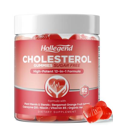 HOLLEGEND 12-In-1 Cholesterol Supplements Gummies 1500mg Plant Sterols for Cholesterol Health Plus Citrus Bergamot CoQ10 & Vitamins for Heart Health Vegan Sugar Free Mixed Berry Flavor 60 Chews