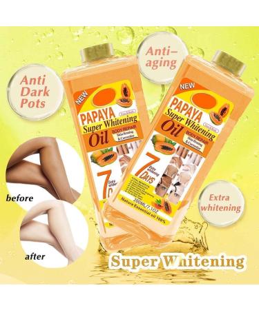  2Pcs Papaya Super Whitening Oil 7 Days Papaya Oil for Skin Papaya Oil for Lightening Dark Skin Face and Body Moisturizer Nourishing Body Repair for All Skin Types 200ml/6.76fl.oz - Buy Online on GoSupps.com