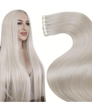 Laavoo invisible tapes extensions real hair blond real hair extensions tape platinum blonde hair extension real hair extensions tape remy hair smooth 50g 20pcs #60 65cm-20pcs 2.1 #60