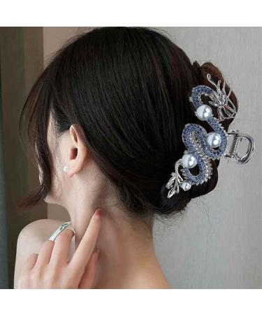 Metal Claw Clips Zinc Alloy Dragon Chinese Hair Clips Performance Vintage Chinese Dragon Year Exquisite Dragon Hairpin With Pearl Chinese Dragon Hair Clips Elegant Metal Hair Clamps Blue - Buy Online on GoSupps.com