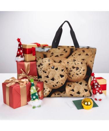 DEHIWI Cookies Food Chocolate Chip Biscuits Tote Bag For Women Waterproof Casual Shoulder Bag With Zipper Grocery Handbags For Office Shopping Travel Black One Size - Buy Online on GoSupps.com