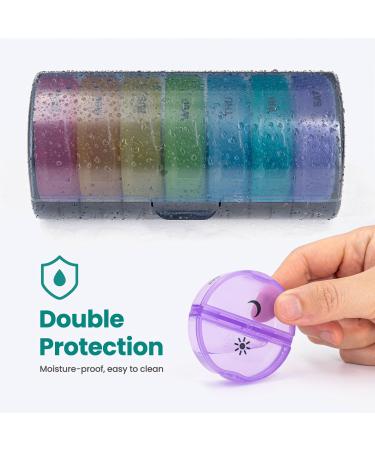 Sukuos Weekly Pill Organizer 2-Pack | 7 Day Medication Management for Vitamins & Supplements | Travel-Friendly Large Pill Box in Black & Clear - Buy Online on GoSupps.com