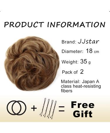 JJstar 2PCS Messy Bun Hair Pieces - Brown Blonde Curly Fake Hair Buns for Women & Girls - Buy Online on GoSupps.com