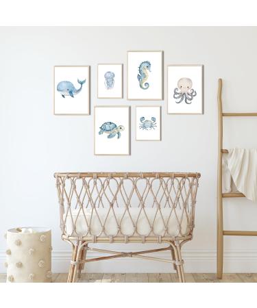Meinbaby123 Underwater World Pictures for Children's Room | 6 Set DIN A4 & DIN A5 | Whale Turtle Jellyfish Decor | Perfect Gift for Birth | Sea-Themed Wall Art - Buy Online on GoSupps.com