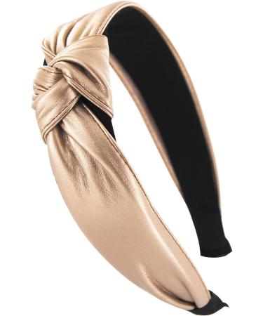 axy HR27b Vintage Leather Headband with Knot - Elegant Gold Hair Accessory for Women | International Shipping Available - Buy Online on GoSupps.com