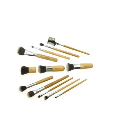 Buy Mart Professional Wooden Makeup Brush Set - 12 Pieces with Travel Pouch | Bamboo Handles & Ultra Soft Synthetic Bristles for Flawless Application - Buy Online on GoSupps.com