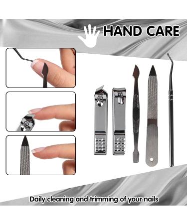 18-in-1 Professional Manicure and Pedicure Kit - Stainless Steel Nail Clippers, Cuticle Trimmer, File, and Scissors in Leather Case - Buy Online on GoSupps.com