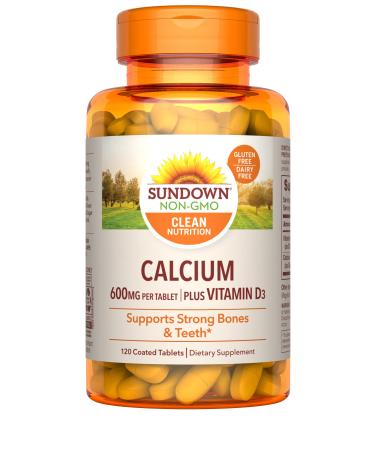 Calcium & Vitamin D by Sundown, Immune Support & Bone Health, 600 mg Calcium & 250IU Vitamin D3, Gluten Free, Dairy Free, 120 Coated Tablets