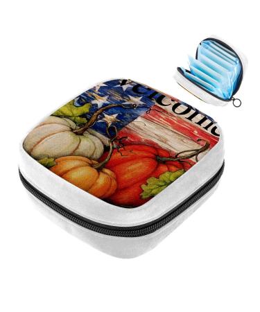 GIAPB Sanitary Napkin Storage Bag Period Bag Tampon Bag Makeup Bag Pad Pouch Welcome American Flag Color5232