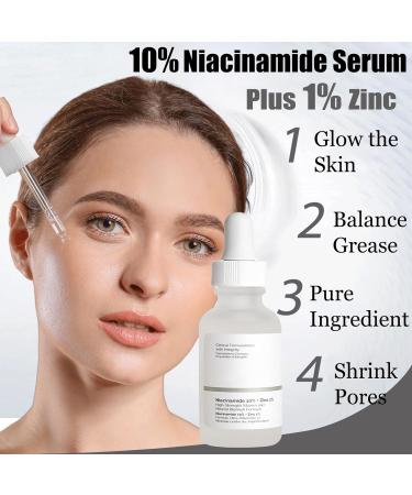 (2PCS)10% Niacinamide + 1% Zinc Serum For Face Moisturiser Minimise Pores Anti Aging & Wrinkle Face Serum Brightening & Glow Skin Dark Spot Remove & Even Skin Tone For Women 30ML * 2 - Buy Online on GoSupps.com