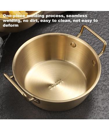 Metal Bowls - Snacks Bowl with Double Ear | Noodle Bowl with Handle | Stainless Steel Soup Bowls for Camping | Korean Golden Snack Bowl | Household Serving Bowl for Rice Desserts | Cooking Bowl Gold 14CM - Buy Online on GoSupps.com