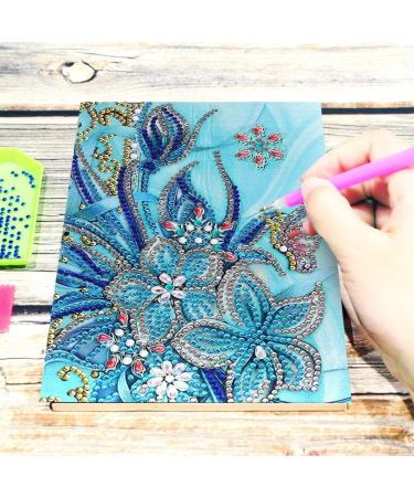 5D DIY Diamond Painting Notebook - Blue Flower | A5 Blank Book for Mosaic Art and Drawing - Buy Online on GoSupps.com
