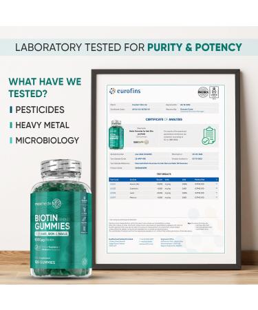 Biotin Gummies 5000mcg with Vitamins A, B, C, D, E & Selenium - 120 Berry Flavoured Hair, Skin, and Nail Vitamins - Lab-Tested Biotin Hair Growth Gummies - Buy Online on GoSupps.com