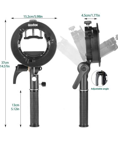 GODOX S2 Speedlite Bracket Bowens Mount Holder with Cold Shoe Flash Mount for Godox V1, AD200Pro, AD200, AD400Pro, V860II, TT350, TT685, TT600 Series Flash - Buy Online on GoSupps.com