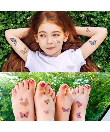 VIWIEU Kids Glitter Butterfly Temporary Tattoos - 12 Sheets, Colorful 3D Shimmer Design, Waterproof, Fake Body Decoration for Girls - Perfect for Birthday Parties & Christmas Gifts - Buy Online on GoSupps.com