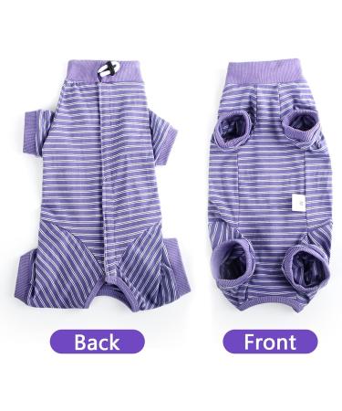HEYWEAN Cat Recovery Suit - M Purple Stripes | Post-Surgery Bodysuit for Cats | Cone Collar Alternative & Surgical Shirt - Buy Online on GoSupps.com