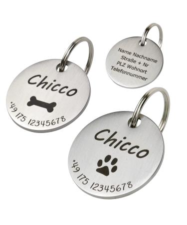 Dog brand with engraving personalized stainless steel 30mm |Name phone number |Name tag for collar |Dogtag trailer |Animal brand for dogs horses cats & puppies heart paw anchor bones