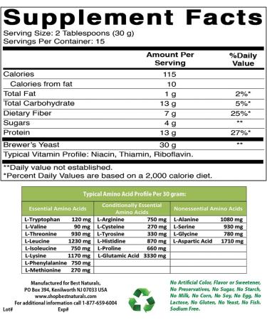 Best Naturals Brewers Yeast Powder - 16 oz | Supports Increased Breast Milk Supply & Digestive Health - Buy Online on GoSupps.com