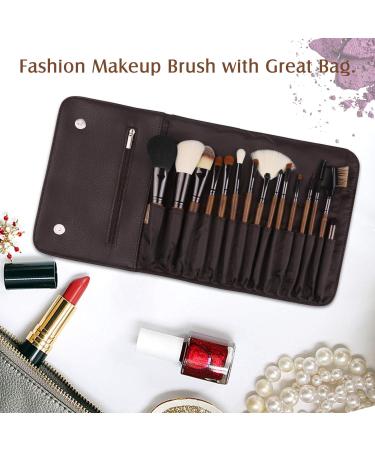 ZOREYA 15pcs Unique Walnut Makeup Brush Set - Premium Synthetic Brushes for Foundation, Powder, Concealers, Eye Shadows - Vegan Leather Bag Included - Buy Online on GoSupps.com
