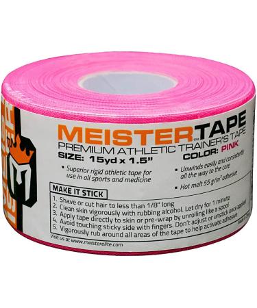 Meister 15Yd x 1.5 Premium Athletic Trainer's Tape - Pink - 1 Roll 1.5x540 Inch - 50% Longer - Sports and Medical - Pack of 1 - Buy Online on GoSupps.com