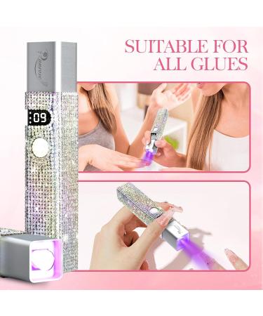 Ranrose Handheld UV Light for Gel Nails - 3W Rechargeable Mini Nail Dryer & Display Screen - Silver Diamond LED Nail Lamp for Salon & Home DIY - Buy Online on GoSupps.com