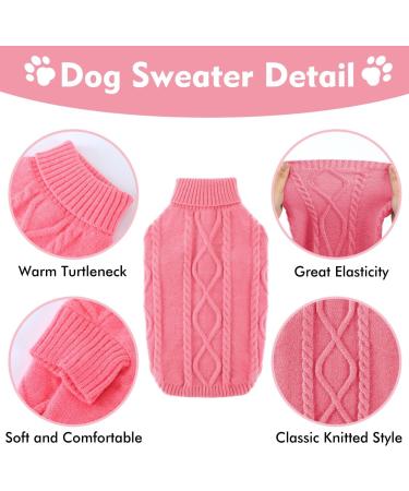 Cozy Dog Sweater for Small Breeds - Turtleneck Winter Knitted Sweater for Chihuahua Bulldog Dachshund & Yorkie - Pink Pet Mantle - Buy Online on GoSupps.com