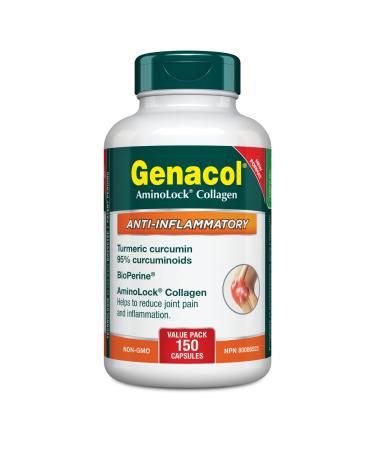 Genacol Turmeric Supplement with Collagen Curcumin & Black Pepper Bioperine | Helps Relieve Joint Pain and Inflammation | Gentle on the Stomach | GENACOL ANTI-INFLAMMATORY 150 Capsules 150 count (Pack of 1)