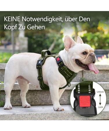 POPOTT Adjustable Reflective Dog Harness - No Choke Soft Padded Vest for Small Dogs (Army Green) - Ideal for Safe Comfortable Walks - Buy Online on GoSupps.com