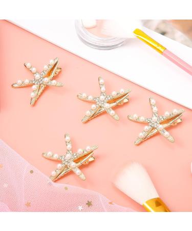 12 Pcs Starfish and Seashell Hair Clips - Mermaid Hair Accessories for Wedding and Beach - Crystal Pearls Hair Barrette for Women - Buy Online on GoSupps.com