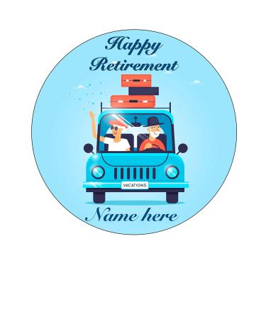 Orange Trading Dartmouth LTD A4 Edible Decor Icing Sheet PERSONALISED Retirement 7-8" Circle Cake Topper Decoration - Great for larger cakes