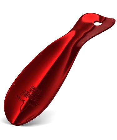 RED MOOSE Shoe Horn - 7.5 Inch, Solid Steel - Durable Metal, Ergonomic Handle Cherry Red
