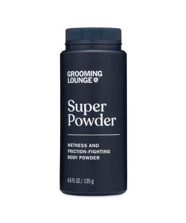Grooming Lounge Super Powder - Mens Odor  Itch and Chafing Defense for the Groin  Body  and Feet - Friction Control and Excess Sweat Absorber - Anti-Chafe  Perspiration  Rash Relief Talcum - 4.8 oz 4.8 Ounce (Pack of 1)