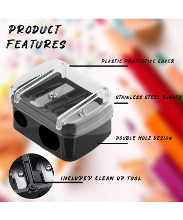 Dual Cosmetic Pencil Sharpener for Makeup Liner with Stainless Steel Blades - Includes Protective Cover and Waste Catcher - Perfect for Eyeliner, Lipliner, Eyebrow, and Lip Pencils - Buy Online on GoSupps.com