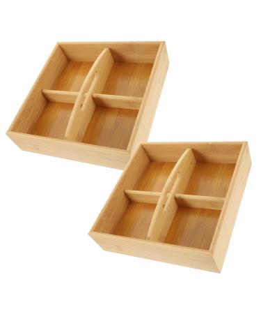 Zerodeko 4-Compartment Case 2pcs Wood Tray Veggie Tray Fruit Vegetable Platter Pole Party Wood Serving Tray Appetizer Section 25X6.5cm As Shown1