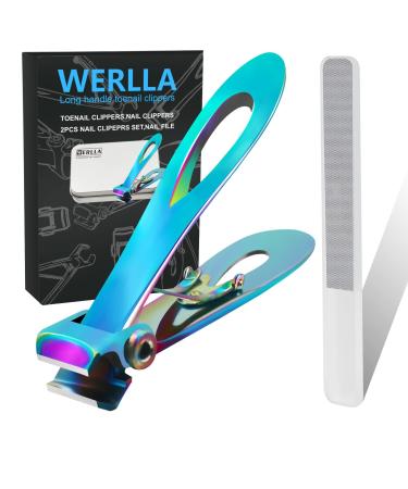Toenail Clippers for Thick Nails  Toe Nail Clippers for Women  Long Handle Effortless 17mm Wide Jaw Opening for Men & Seniors  Extra Large Stainless Steel Nail Clippers with Storage Set and Color Box