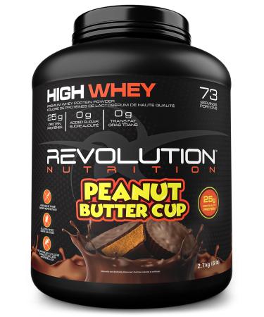 Revolution Nutrition High Whey Protein Powder Whey Isolate Superior Formula Gluten Free Lean Muscle Mass For Men & Women 25g of Protein Per Scoop 2.7kg 73 Servings (Peanut Butter Cup 6 Pound) Peanut Butter 6 Pound