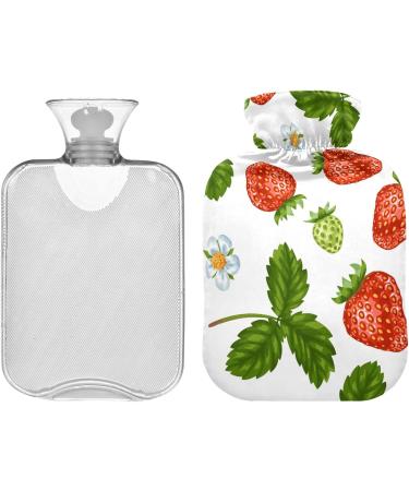 Naanle 2L Red Strawberries Flower Hot Water Bottle - Transparent Cover for Bed Hand & Feet Pain Relief | Heat & Cold Therapy - Buy Online on GoSupps.com