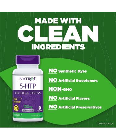 Natrol 5-HTP Time Release Tablets 100mg - 45 Count | Promotes Calm & Positive Mood, Drug-Free Formula | Maximum Strength Controlled Release - Buy Online on GoSupps.com