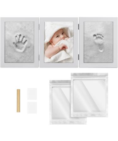 Navaris Baby Handprint and Footprint Kit - Frame and Clay Set for Casting Newborn Boys and Girls' Hand and Foot Prints - Grey Bamboo Frame - Buy Online on GoSupps.com