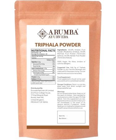 Arumba Ayurveda Triphala Powder 100g - Constipation Relief with Haritaki, Bibhitaki, Amla - Vitamin C Cleanse for Digestion | Pack of 1 - Buy Online on GoSupps.com