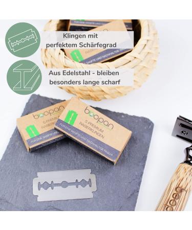 BOOpan Premium Women's Razor Set - Sustainable Hobel with Bamboo Grip & 5 Blades - Safe & Gentle Shave - eBook Included - Buy Online on GoSupps.com