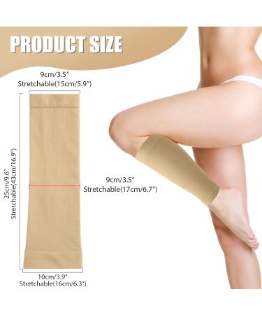 Elastic Calf Compression Sleeves - 4 Pcs, Unisex Calf Support for Varicose Veins, Running, Beige - Buy Online on GoSupps.com