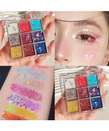  HADAVAKA Glitter Eyeshadow Palette Neon Eye Shadow Makeup 9 Color Eye Shadow Palettes For Stunning Palette Eye Glitter Makeup Glitter Shimmer Eye Make-up For Eyes Face Lips Body (01#) - Buy Online on GoSupps.com