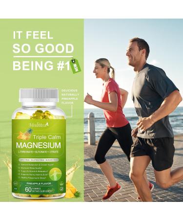 Magnesium L-Threonate Gummies 1000mg with Glycinate 500mg Citrate 500mg - Sugar Free & High Absorption Formula with Vitamin D, K2, B6, Potassium - 60 Gummies - Buy Online on GoSupps.com