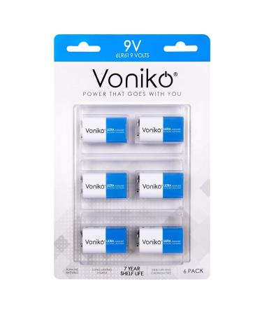 Voniko 9V Batteries - Alkaline 9V Battery 6 Pack - Ultra Long Lasting with a 7 - Year Shelf Life