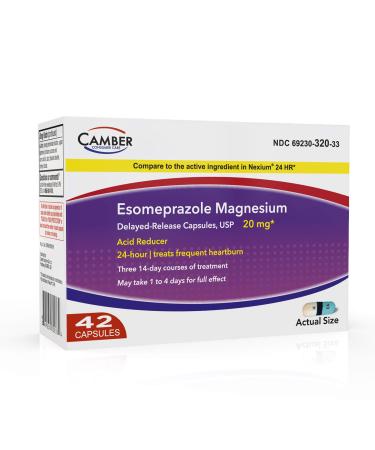 Camber Consumer Care Esomeprazole Magnesium 20mg Delayed-Release Capsules 24 Hour Acid Reducer (42 Count)