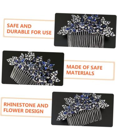 DOITOOL Wedding Tiara Dark Blue Hair Comb Headdresses for Women Bridal Glitter Barrette Girl Hair Clips Hair Combs for Women Accessories Flower Rhinestone Bride Wig European and American - Buy Online on GoSupps.com